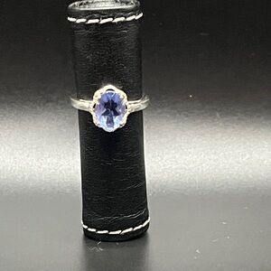 Sterling Silver Blue Oval Gemstone Ring - Women Jewelry